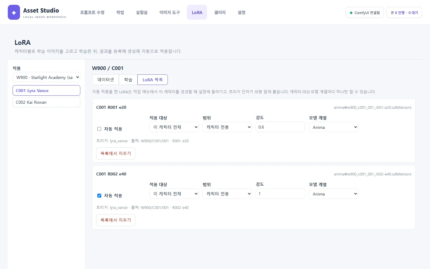 LoRA 목록