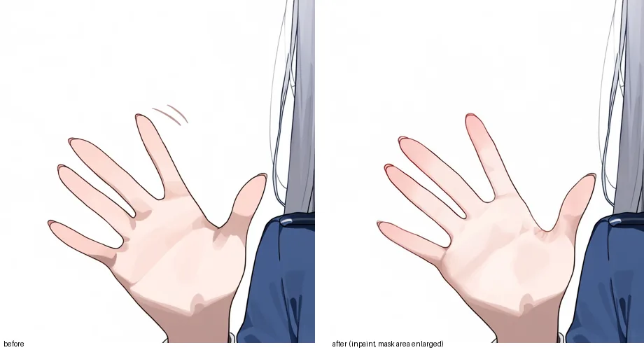 Before and after inpainting