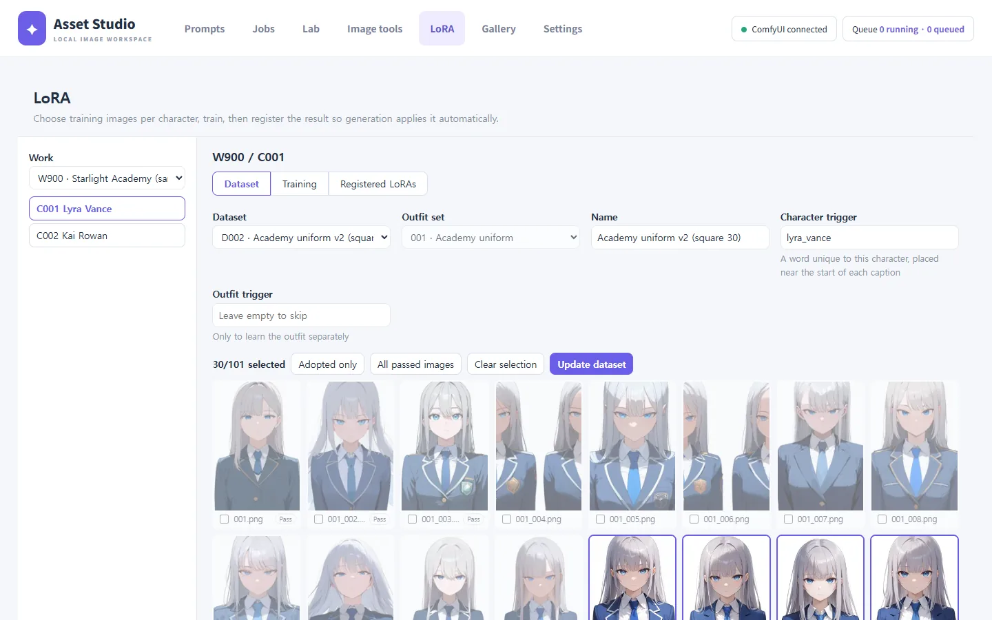 Choosing dataset images